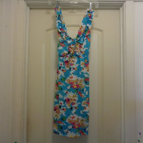 FRENCH GIRL SUNSHINE GIRL BELLE DE JOUR ROBINS EGG BLUE W FLOWERS SUNDRE… - Picture 1 of 9
